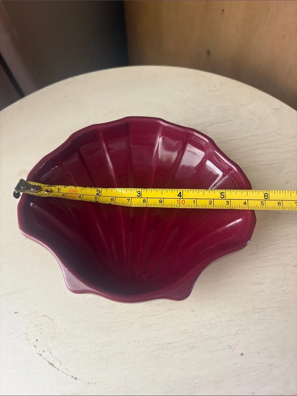 Pfaltzgraff Shell Soap/Trinket Dish Maroon U.S.A. Made
